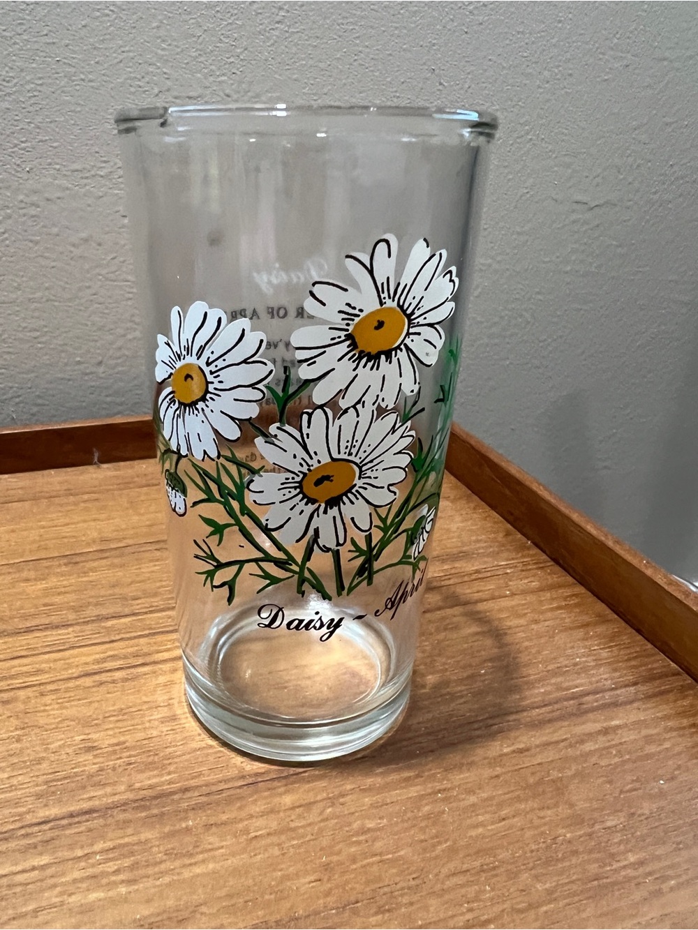 Vintage Brockway Flower Of The Month ~April Daisy~ Drinking Glass Tumbler